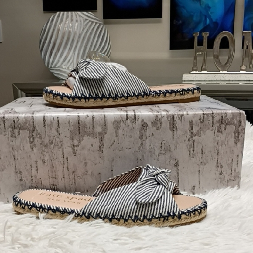 New Kate Spade Salty Shore Slide Sandals Saltie Shore Size 7B Espadrille Slides